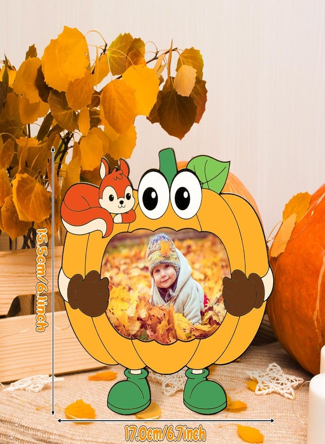 BeYumi 12Pcs Fall Wooden Pumpkin Picture Frame Craft Color Your Own Wooden Pumpkin Photo Frame Autumn DIY Gift for Kids Thanksgiving Picture Display Holder Stand for Home Tabletop Decor - Image 3